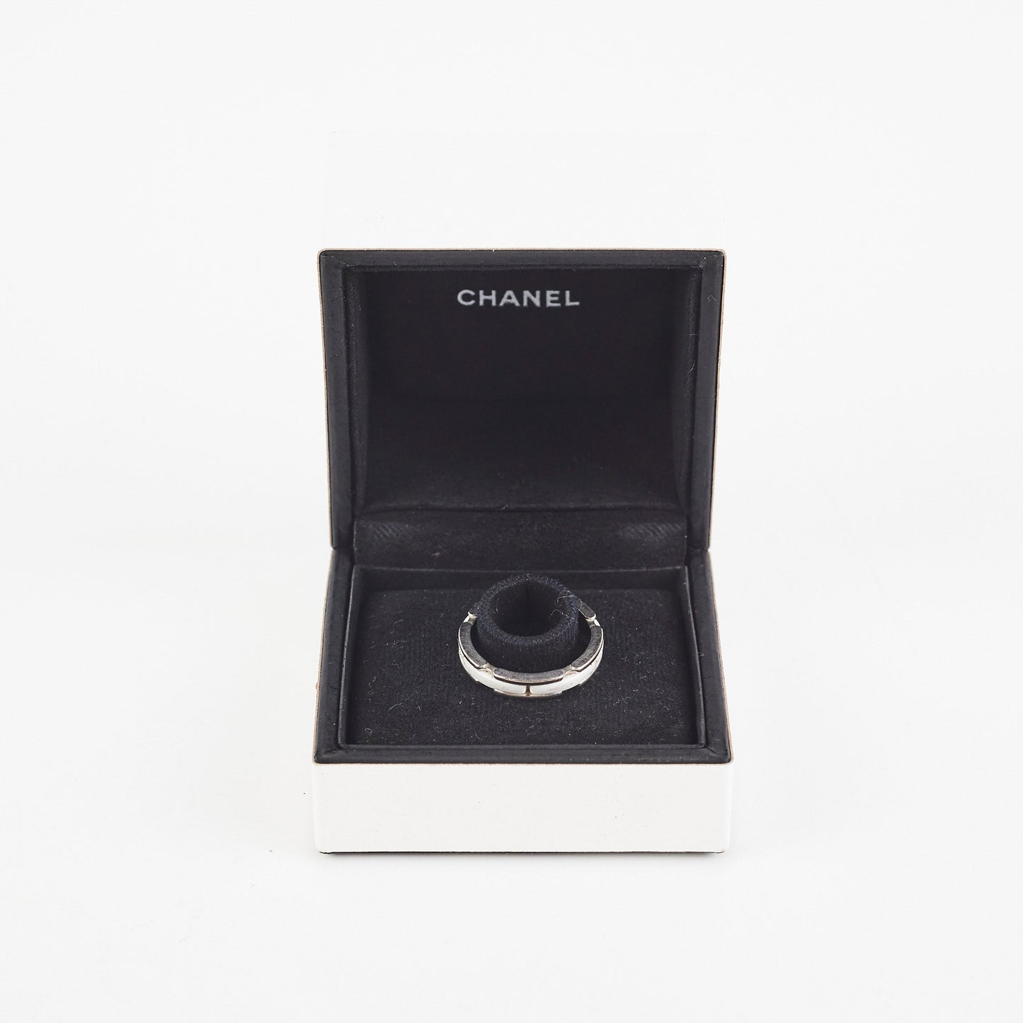 Chanel White Ceramic Ring Size 57