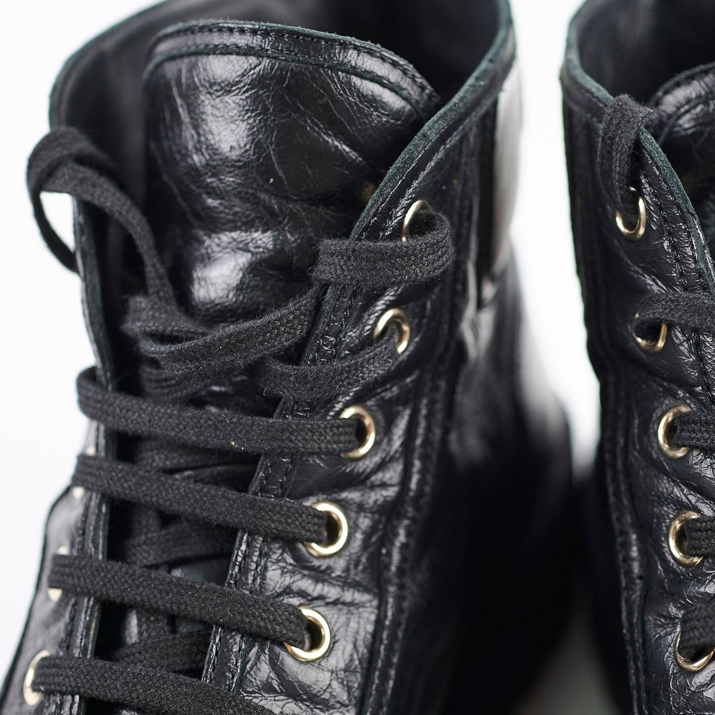 Chanel Calfskin Cap Toe Lace Up Boots Black Size 40.5C
