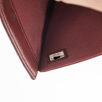 Chanel Long Quilted Patent Burgundy Wallet