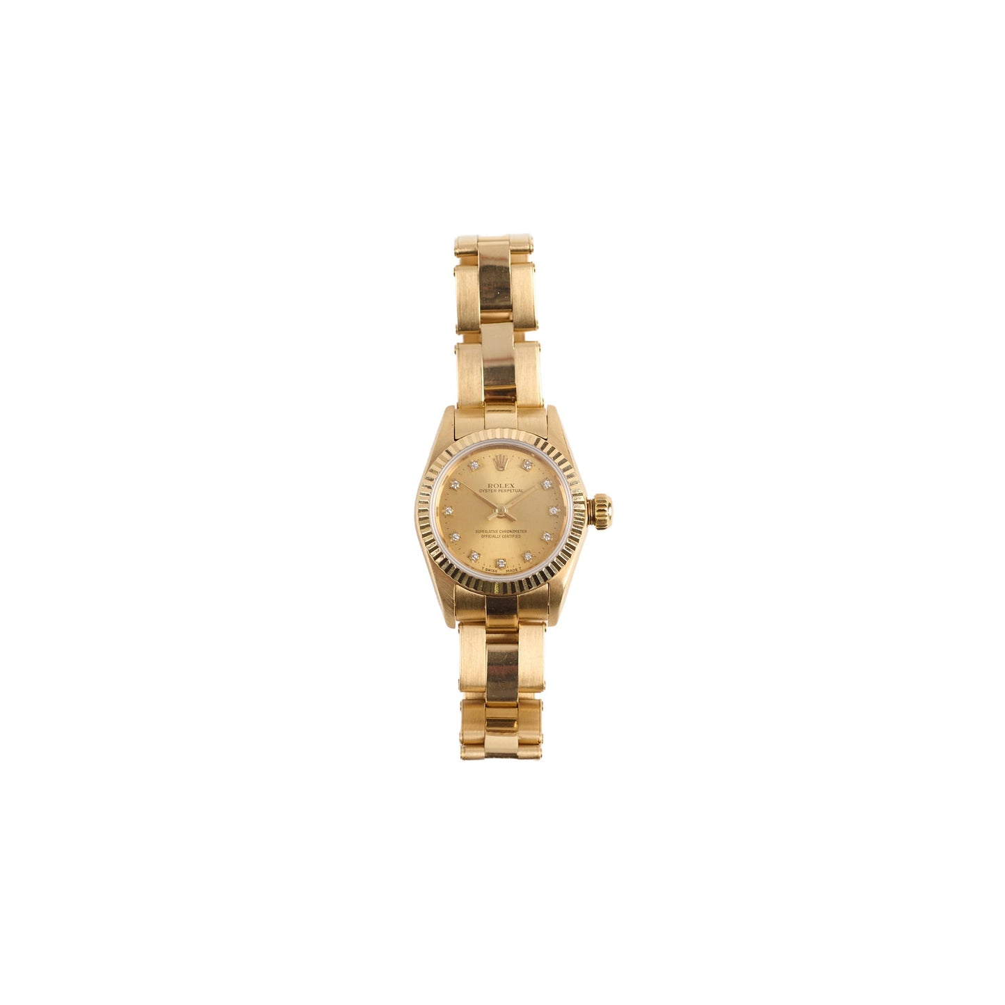 Rolex 26cm Oyster Perpetual 18k Yellow Gold Watch with Diamonds