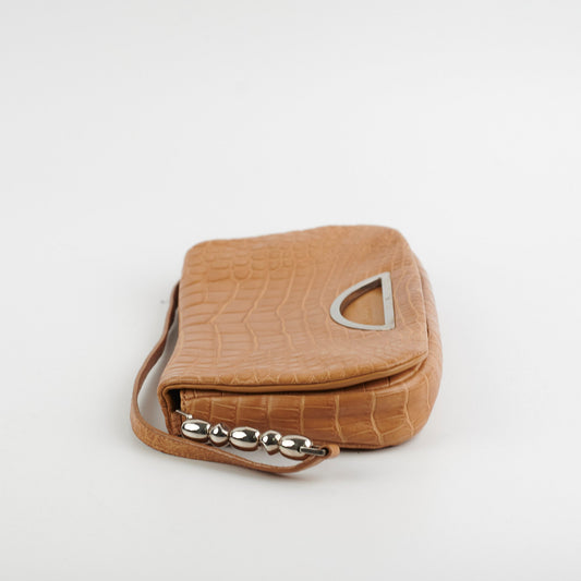 Dior Malice Croc Embossed Tan Shoulder Bag