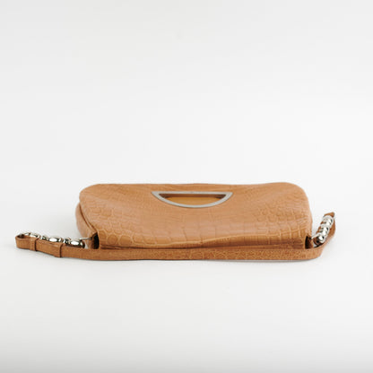 Dior Malice Croc Embossed Tan Shoulder Bag