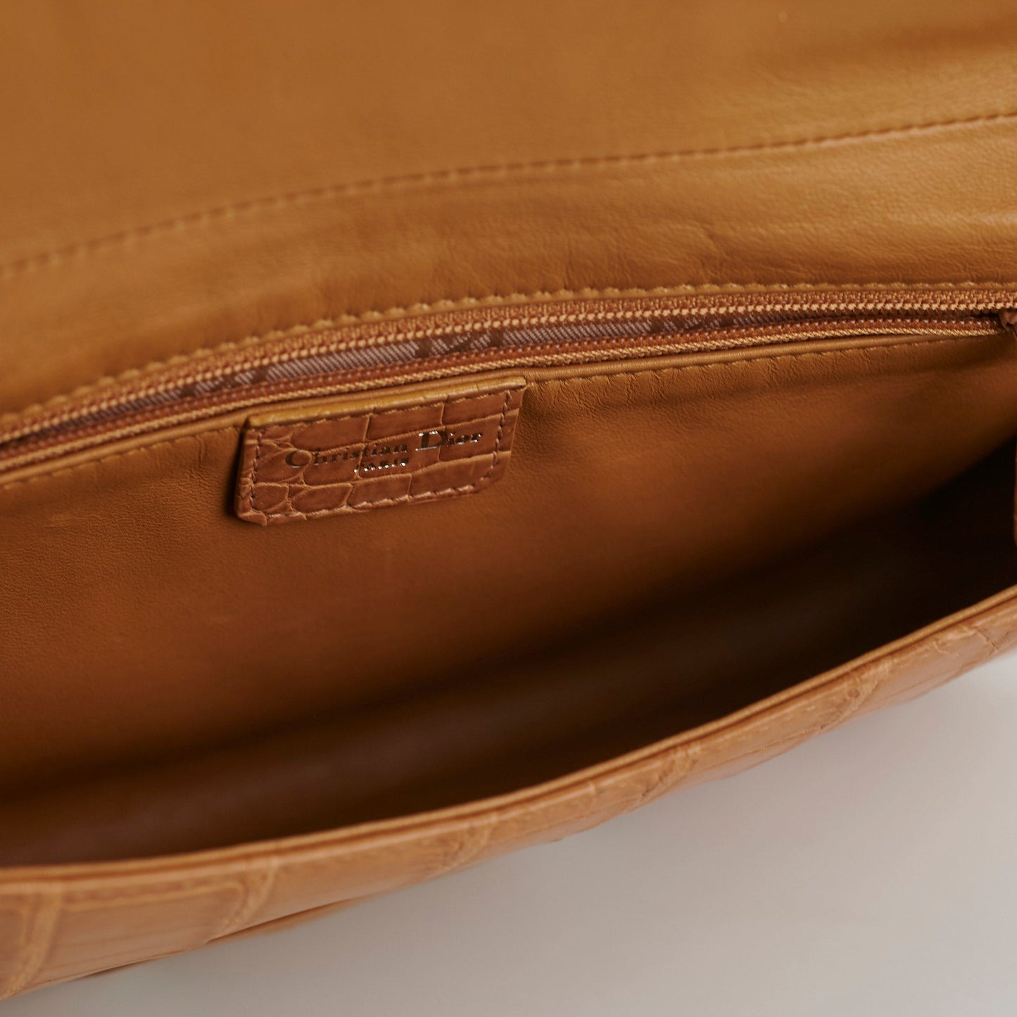 Dior Malice Croc Embossed Tan Shoulder Bag