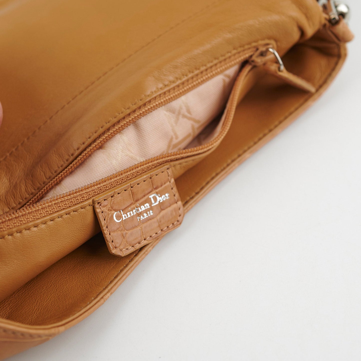 Dior Malice Croc Embossed Tan Shoulder Bag