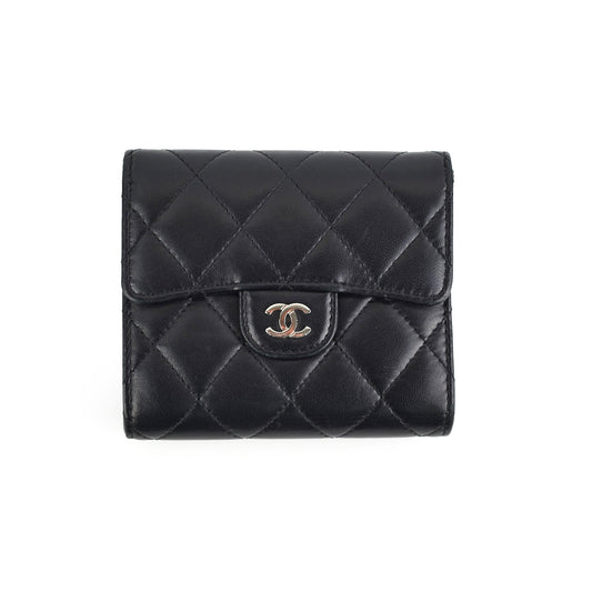 Chanel Lambskin Compact Wallet Black