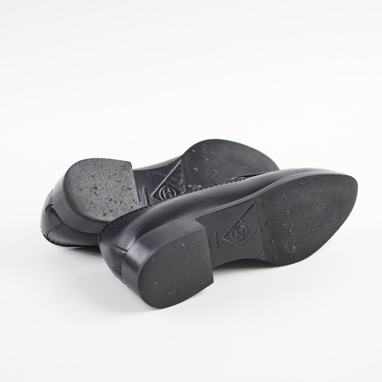 Chanel Leather Loafers Black Size 36C