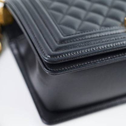 Chanel Caviar Old Medium Boy Bag Black 30 Series