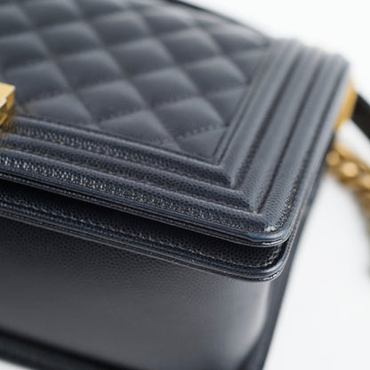 Chanel Caviar Old Medium Boy Bag Black 30 Series
