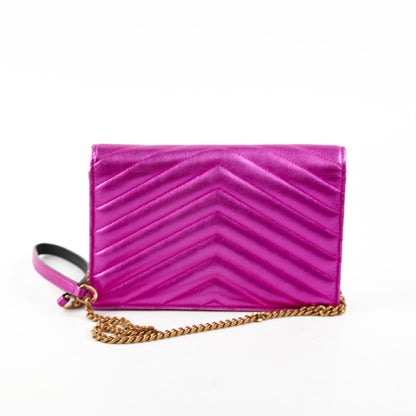 Saint Laurent Envelope Wallet On Chain WOC Metallic Pink