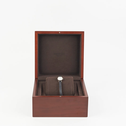 Hermes Faubourg Mini 15mm Watch Navy with 18k White Gold Diamonds