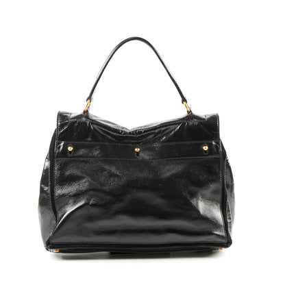 Saint Laurent Black Large Patent/Suede Top Handle Bag