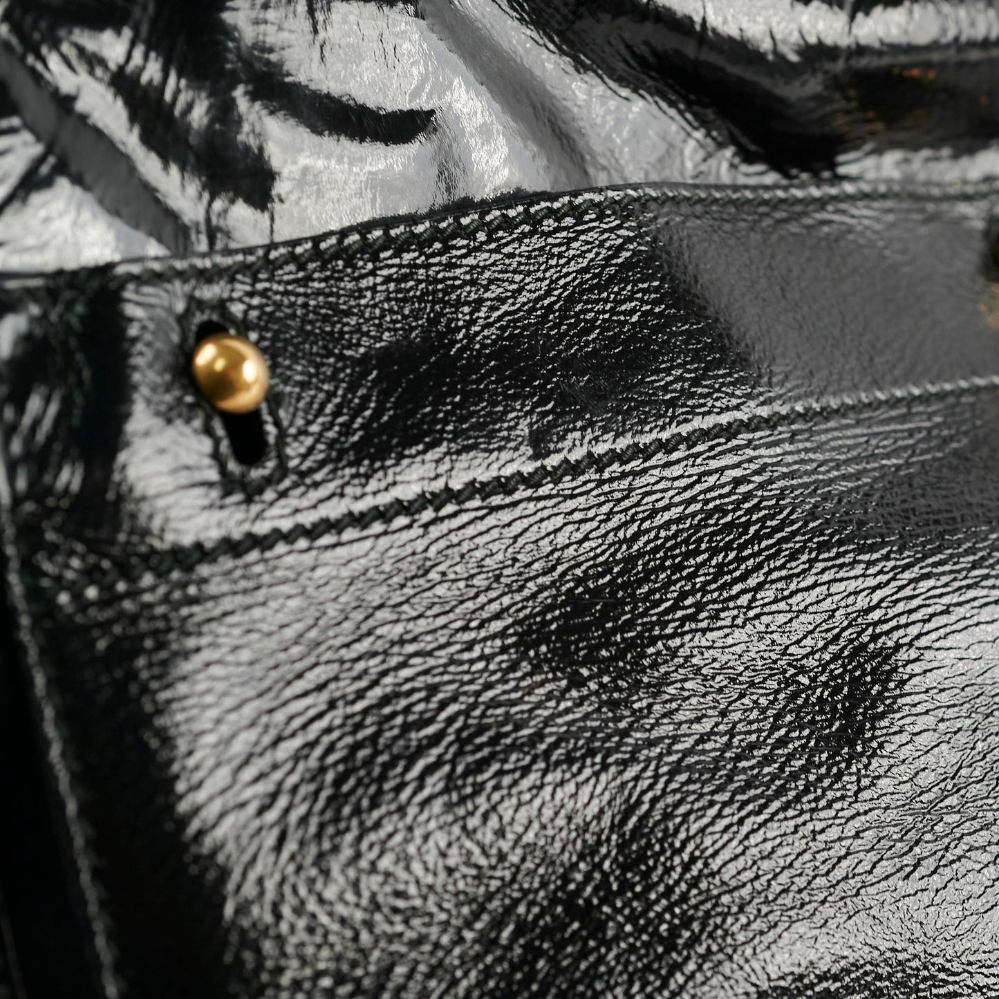 Saint Laurent Black Large Patent/Suede Top Handle Bag