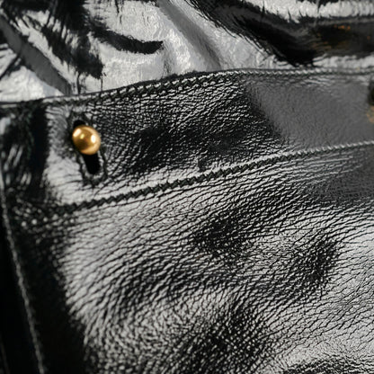 Saint Laurent Black Large Patent/Suede Top Handle Bag