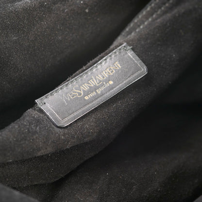 Saint Laurent Black Large Patent/Suede Top Handle Bag