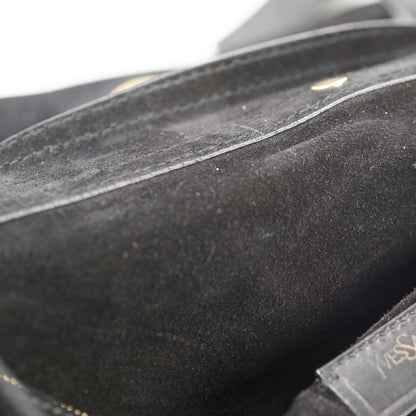 Saint Laurent Black Large Patent/Suede Top Handle Bag