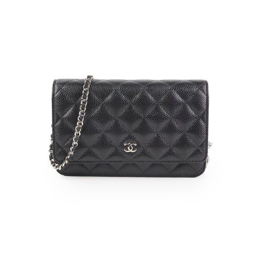 Chanel Caviar Wallet On Chain Black