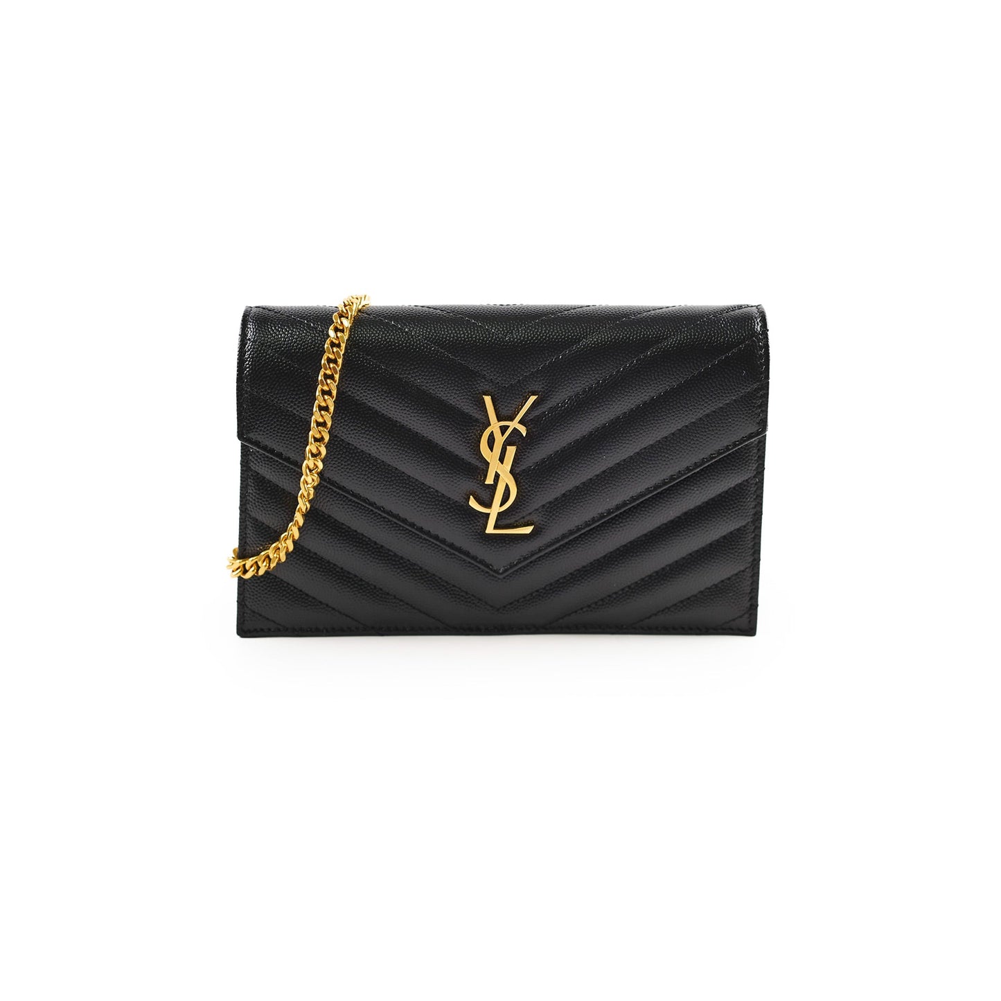 Saint Laurent Cassandre Envelope Wallet on Chain WOC Black