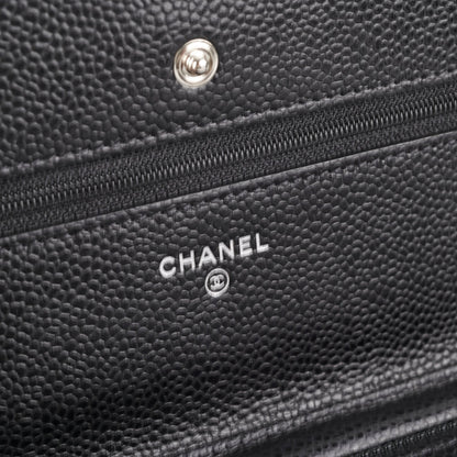 Chanel Caviar Wallet On Chain Black