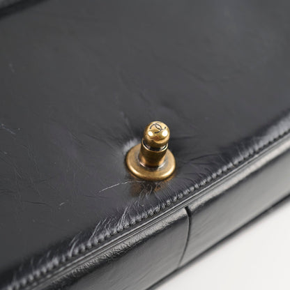 Chanel Old Medium Boy Shiny Calfskin Black - Series 17