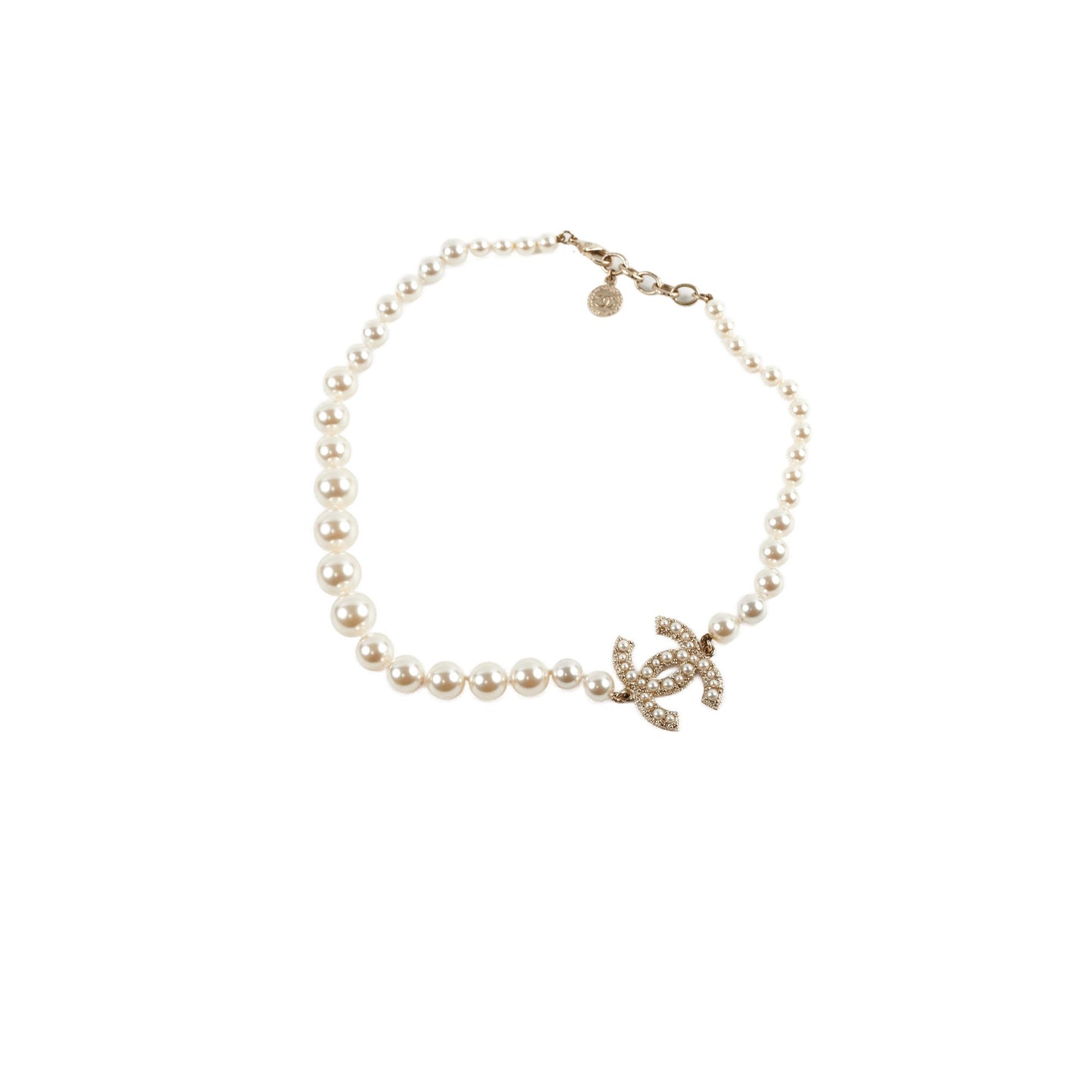 Chanel CC Pearl Necklace Choker Necklace