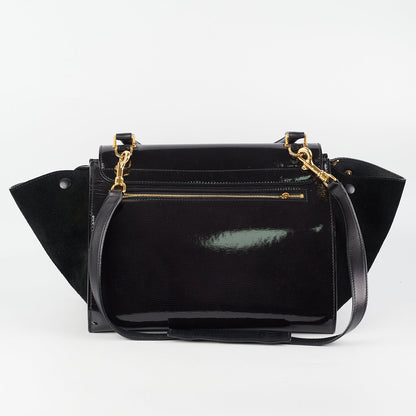Celine Trapeze Patent Medium Black