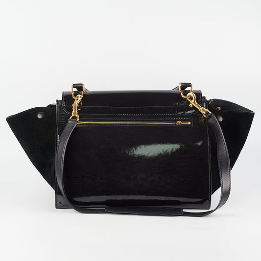Celine Trapeze Patent Medium Black