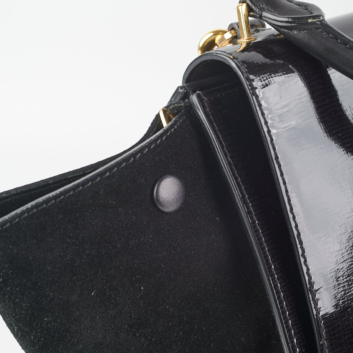 Celine Trapeze Patent Medium Black