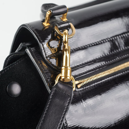 Celine Trapeze Patent Medium Black