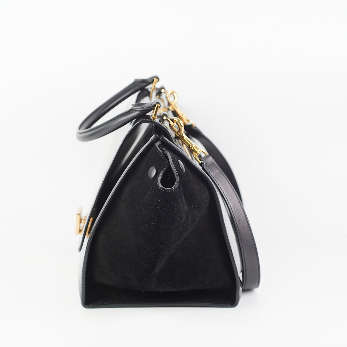 Celine Trapeze Patent Medium Black