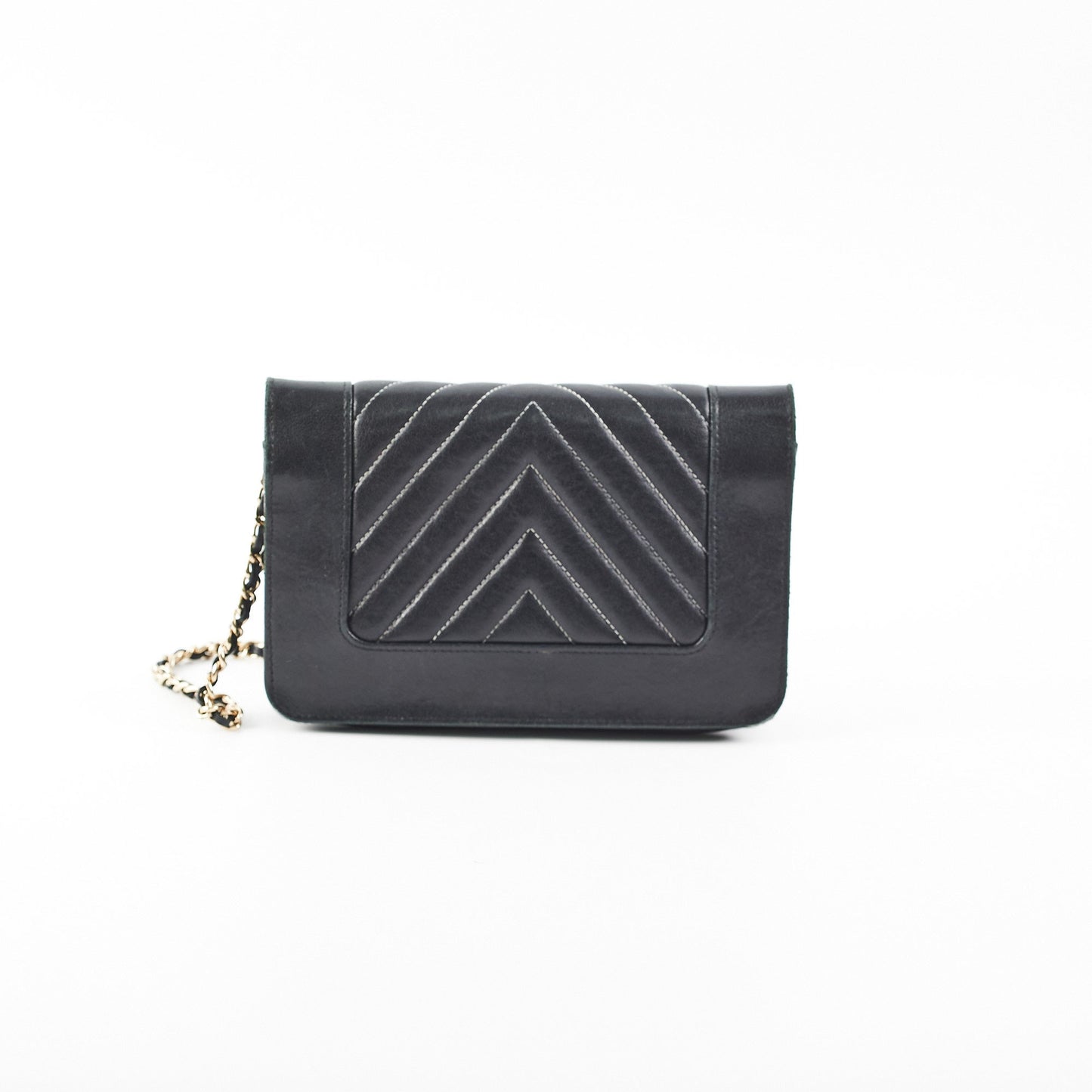 2/7 DOTD- Chanel Chevron Wallet on Chain (WOC) Lambskin Black