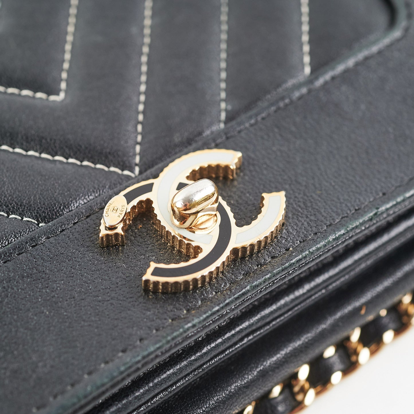 2/7 DOTD- Chanel Chevron Wallet on Chain (WOC) Lambskin Black
