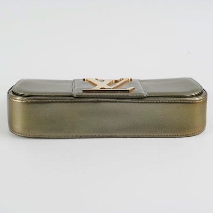 Louis Vuitton Green Grey Patent Logo Clutch