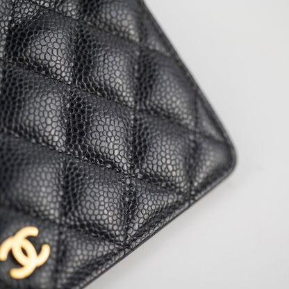 Chanel Caviar Long Fold Wallet Black