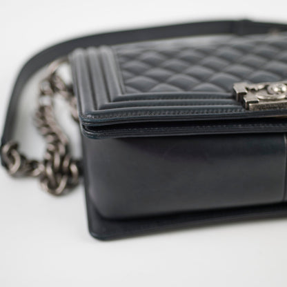 Chanel Old Medium Boy Black Lambskin - Series 23