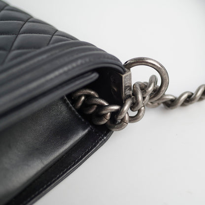 Chanel Old Medium Boy Black Lambskin - Series 23