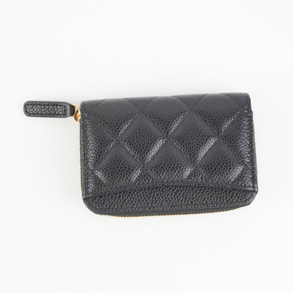 Chanel Caviar Black Zipper Coin Pouch
