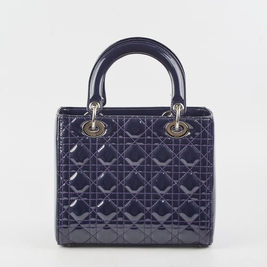 Christian Dior Medium Lady Dior Patent Navy