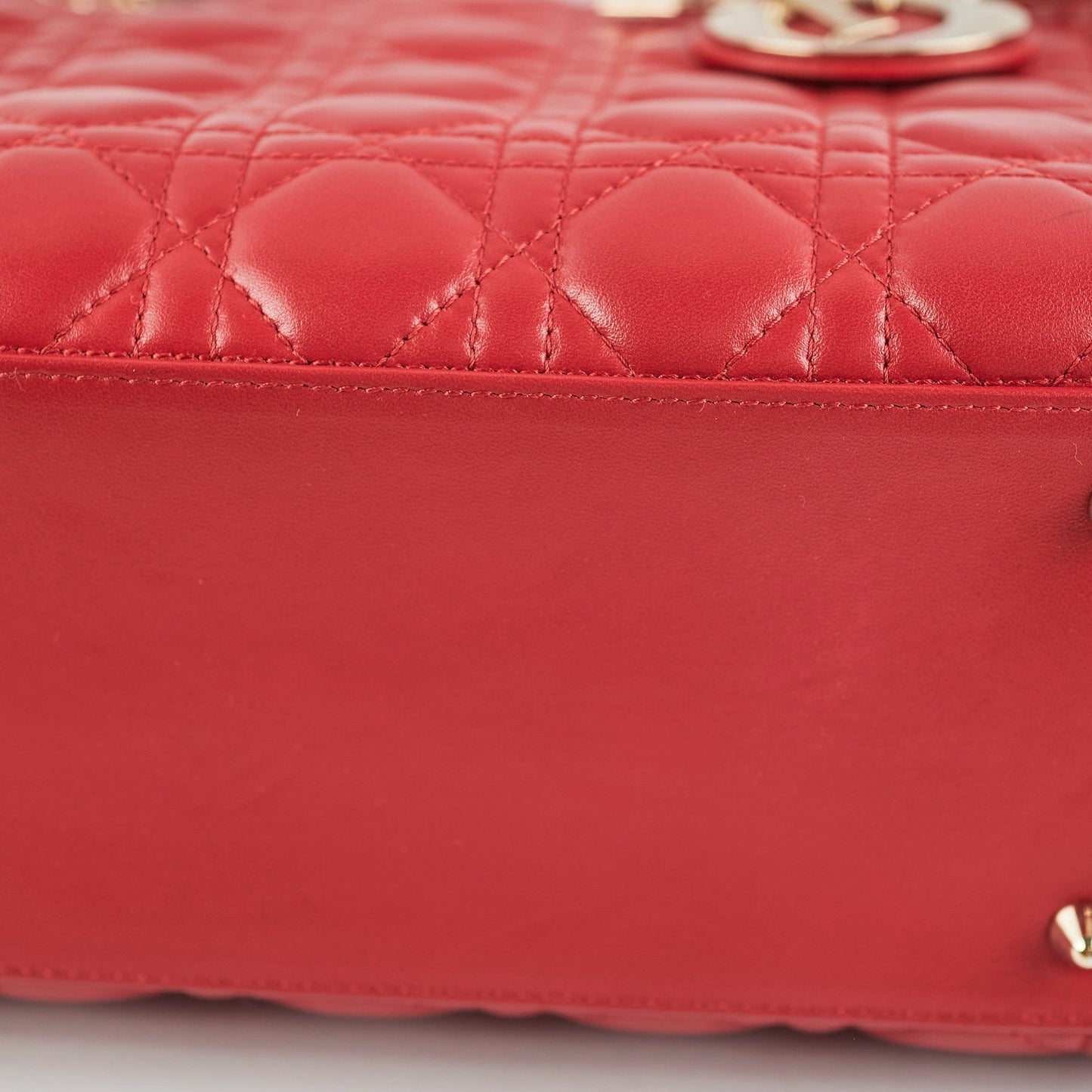Christian Dior Medium Lady Dior Red Lambskin Bag