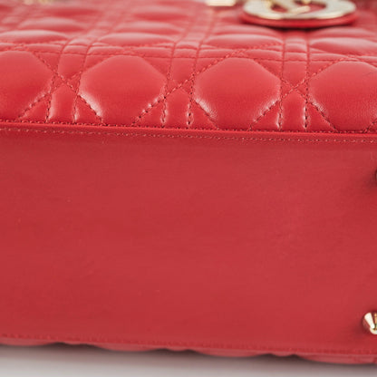 Christian Dior Medium Lady Dior Red Lambskin Bag