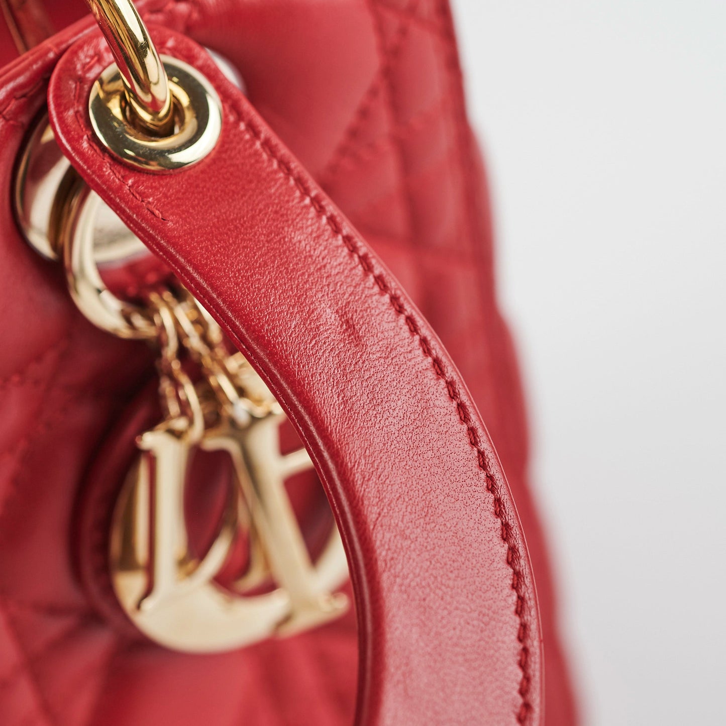 Christian Dior Medium Lady Dior Red Lambskin Bag