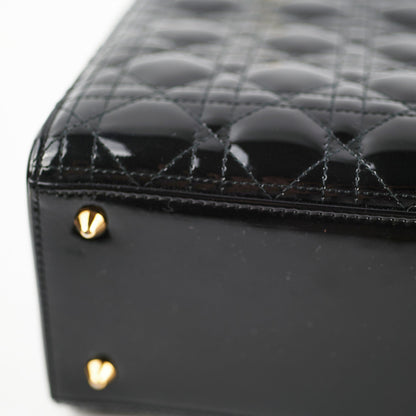 Christian Dior Medium Lady Dior Patent Black Bag
