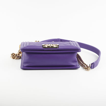 Chanel 19k Small Boy Quilted Purple Crossbody Bag