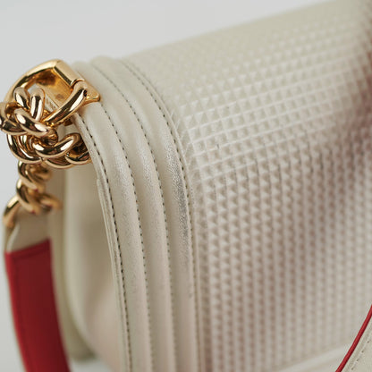 Chanel Old Medium Cube Embossed Boy White