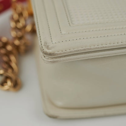 Chanel Old Medium Cube Embossed Boy White