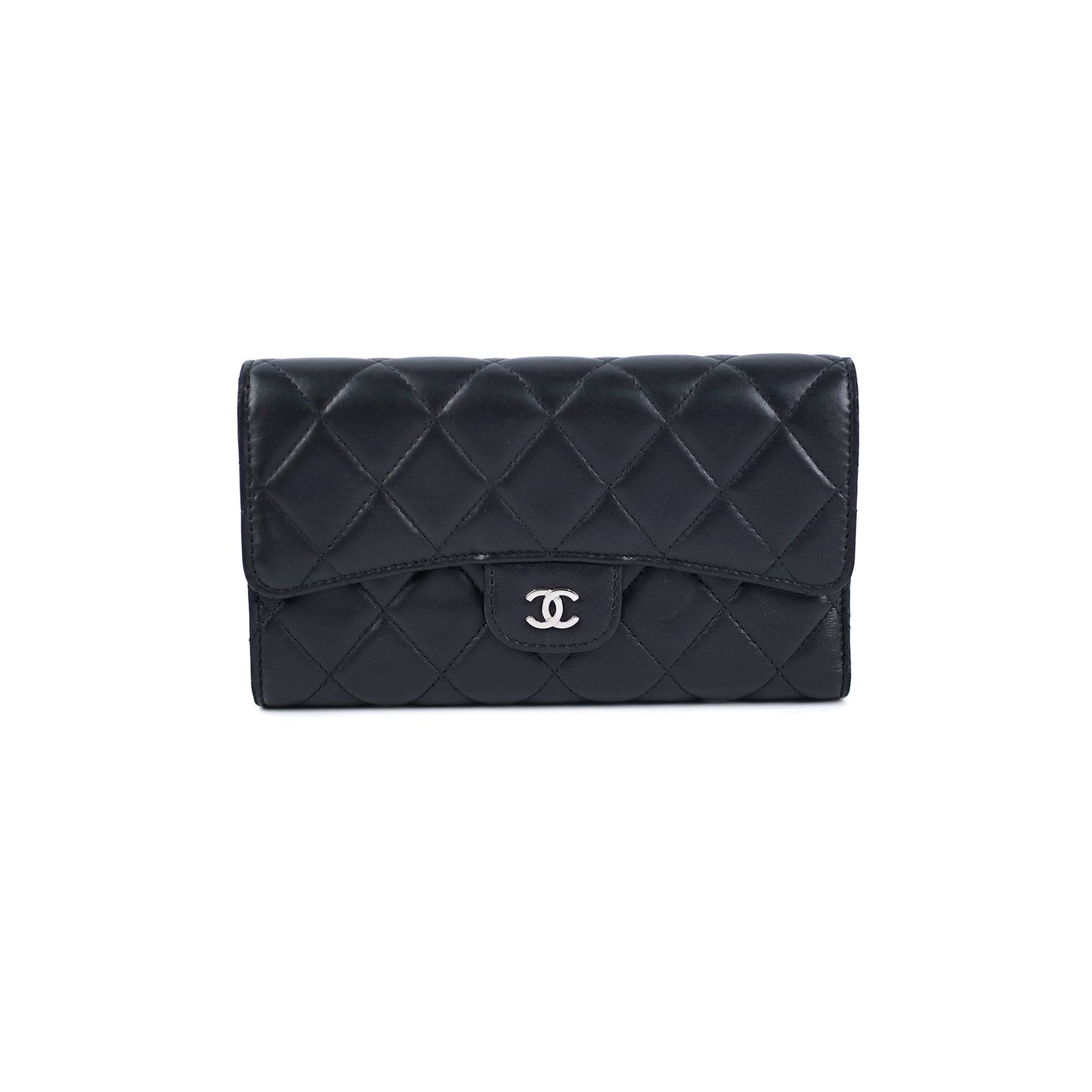 Chanel Long Lambskin Black Wallet