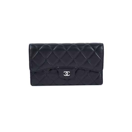 Chanel Long Lambskin Black Wallet