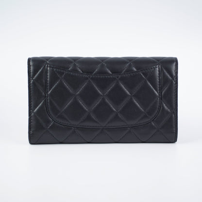 Chanel Long Lambskin Black Wallet