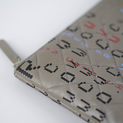 Chanel Medium O Logo Grey Pouch