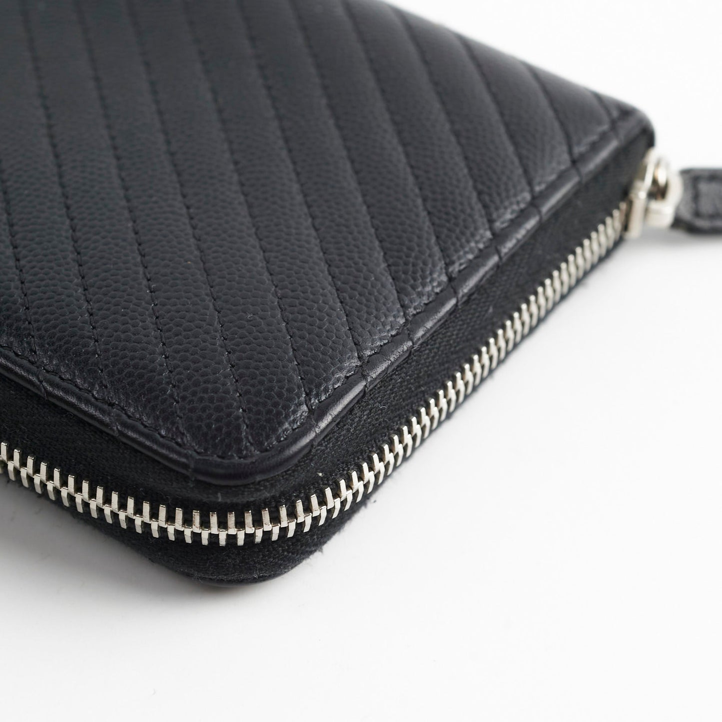 Chanel Caviar Chevron Long Zippy Wallet Black