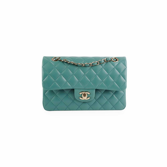 Chanel Classic Flap Small Lambskin Turquoise Green (Microchipped)